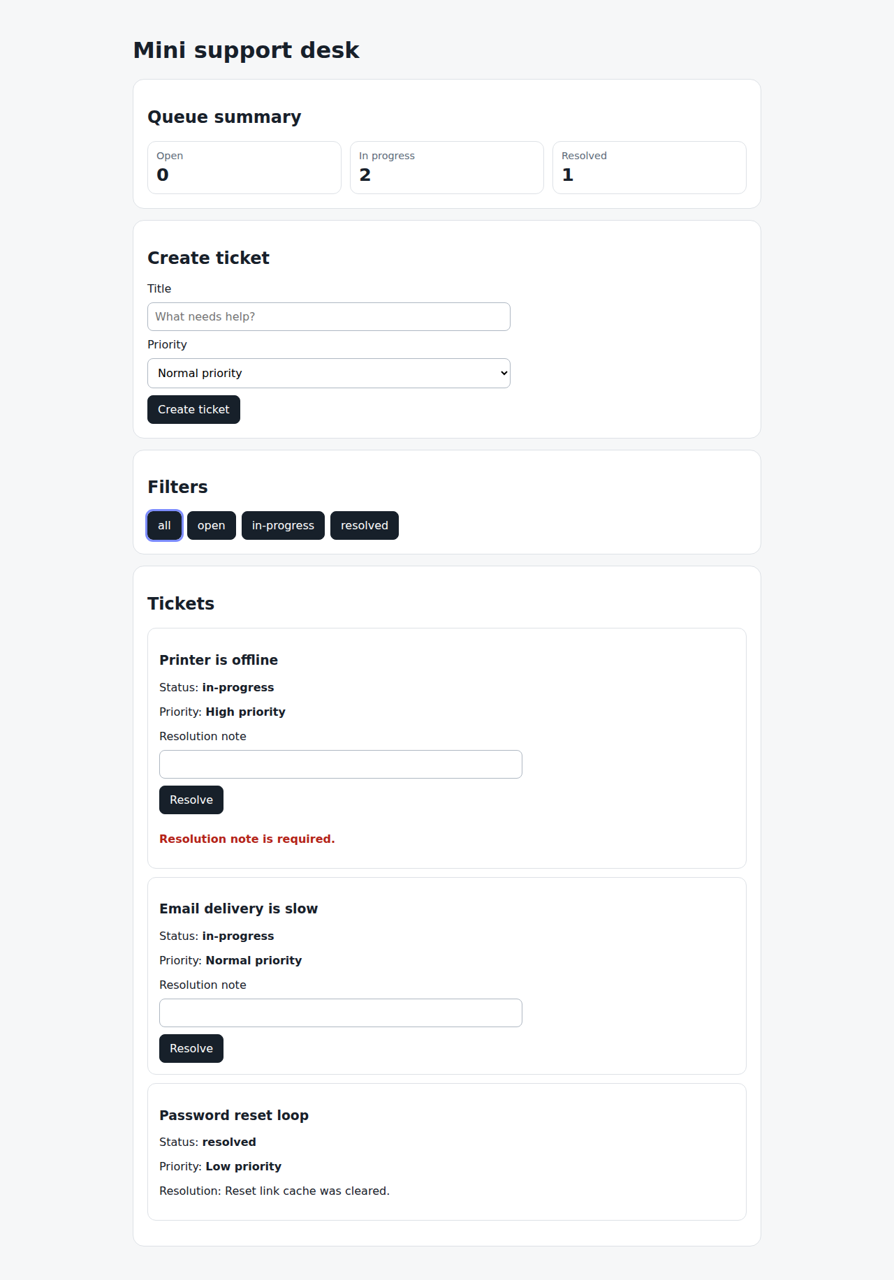 TICKET-STATUS-S003:40 When the user tries to resolve the ticket without a note
